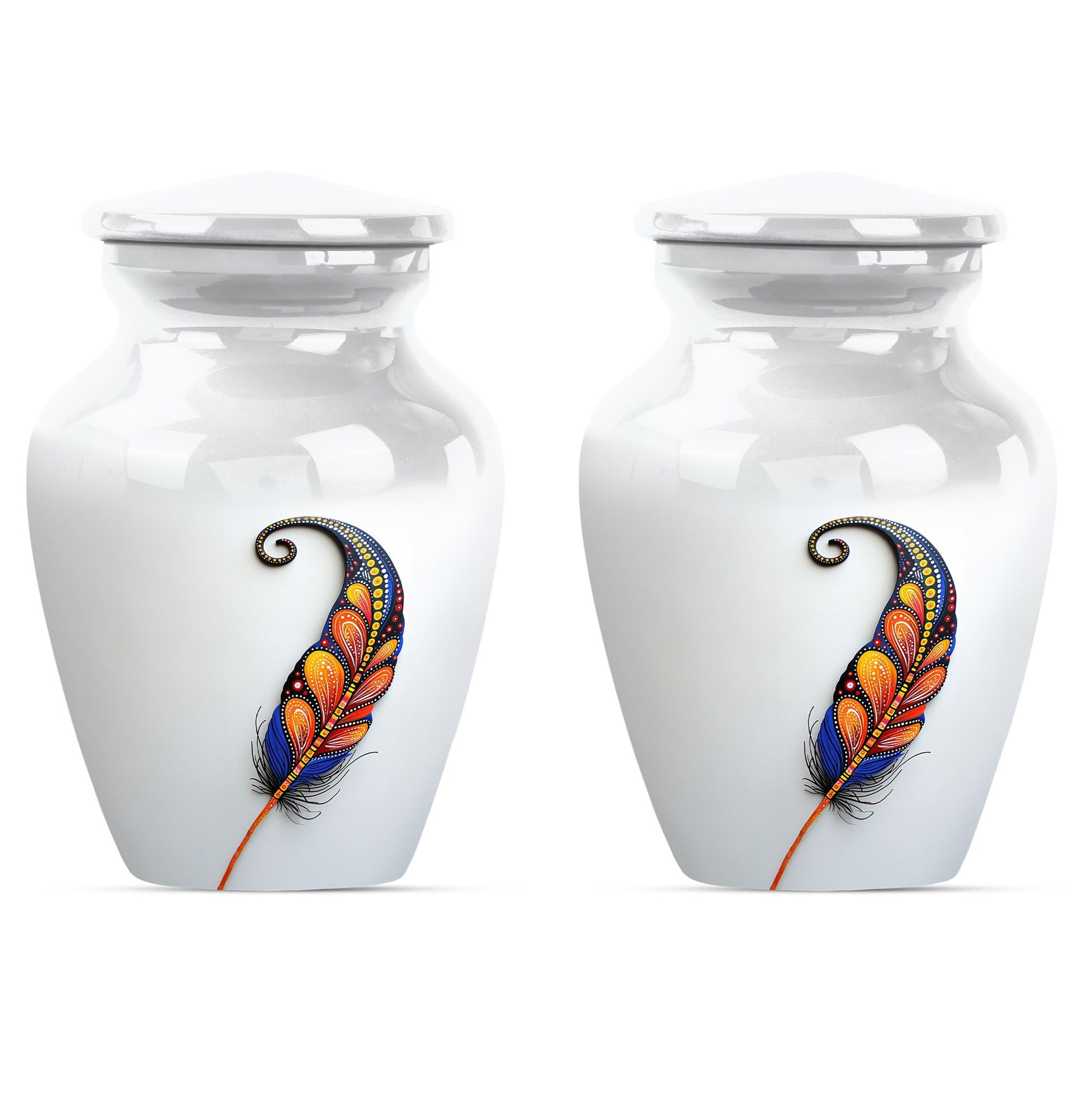 White Feather Urn For Human Ashes - Urn For Female
