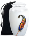 White Feather Urn For Human Ashes - Urn For Female