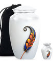 White Feather Urn For Human Ashes - Urn For Female