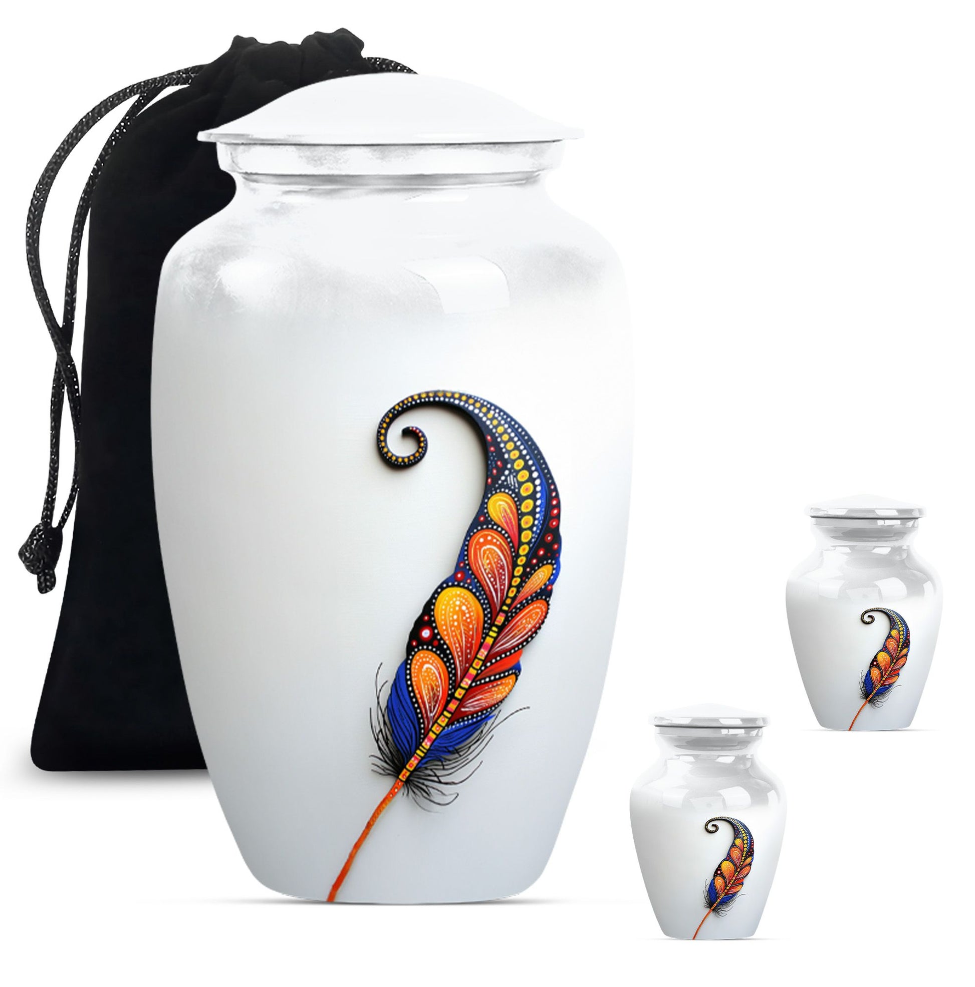 White Feather Urn For Human Ashes - Urn For Female