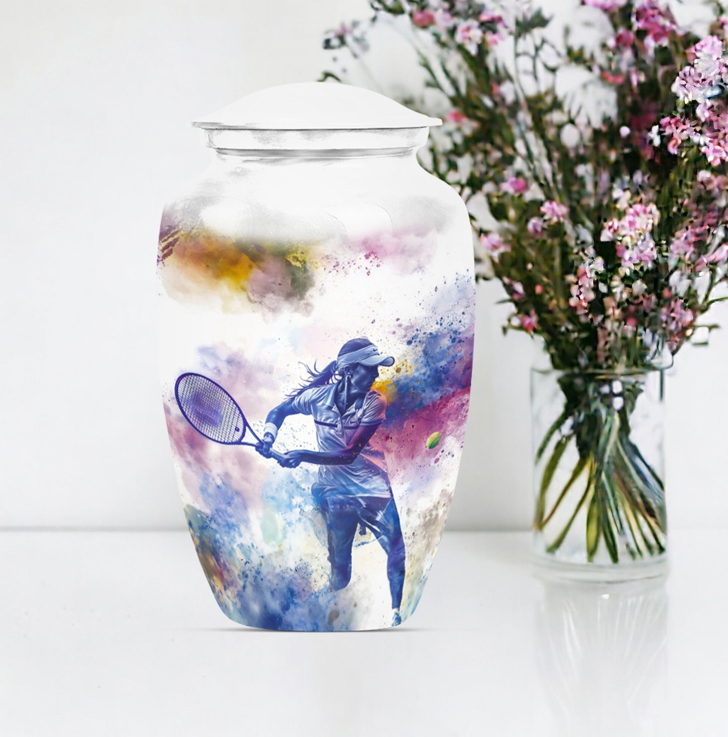 Urn in Purple Meadow theme, 