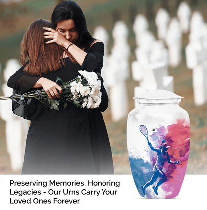 Classic 10-inch tennis urn for human ashes.