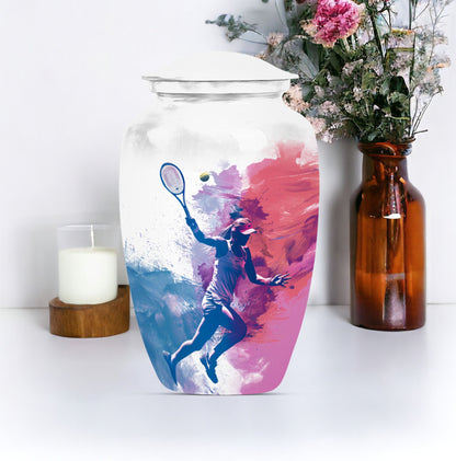 Classic 10-inch tennis urn for human ashes.