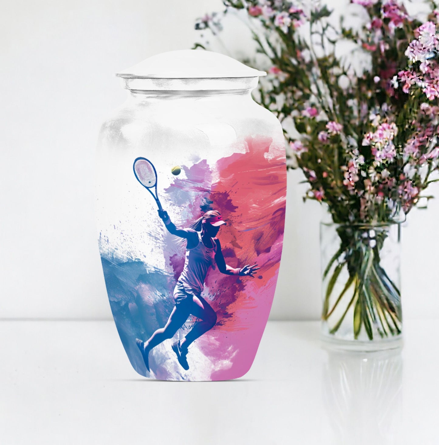 Classic 10-inch tennis urn for human ashes.
