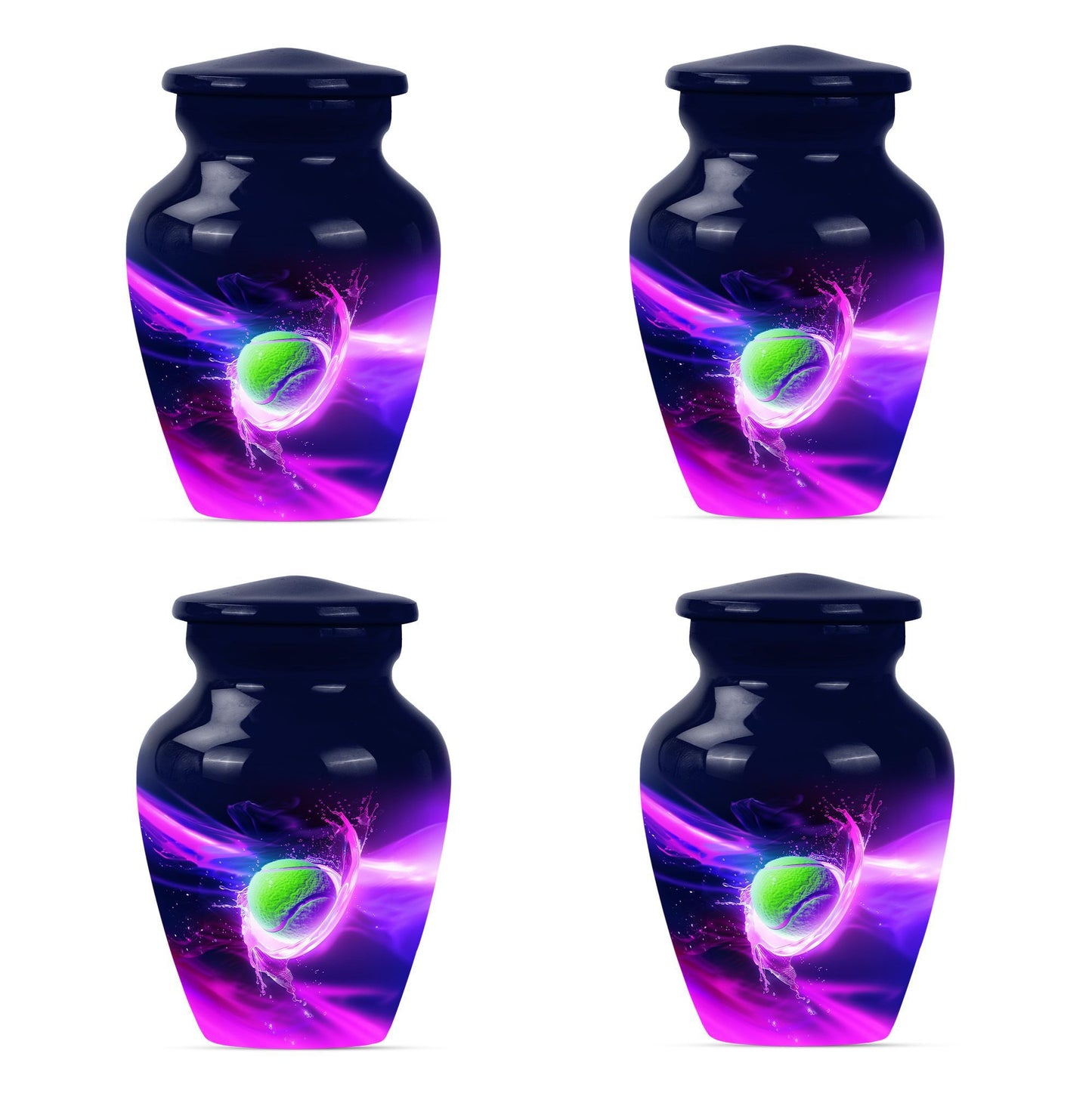 Classic tennis urn for adult ashes in Purple Meadow theme