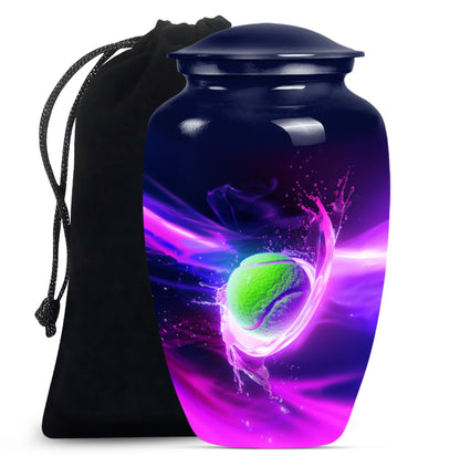 Green Personalized Tennis Cremation Urn for Human Ashes - 10-inch, 200 cu in - Yatskia