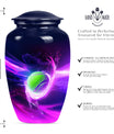 Classic tennis urn for adult ashes in Purple Meadow theme