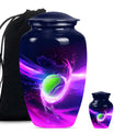 Classic tennis urn for adult ashes in Purple Meadow theme