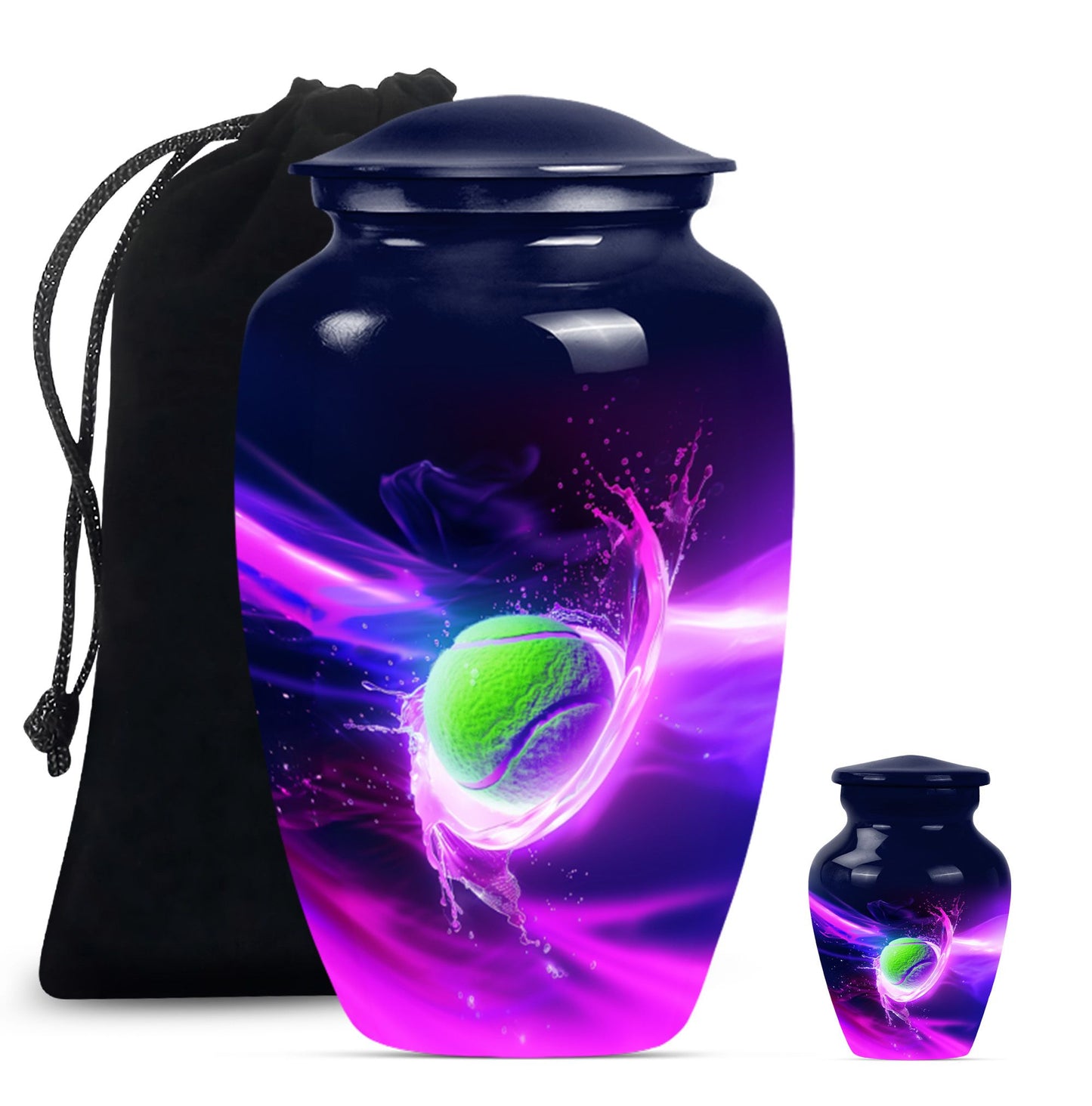 Green Personalized Tennis Cremation Urn for Human Ashes - 10-inch, 200 cu in - Yatskia