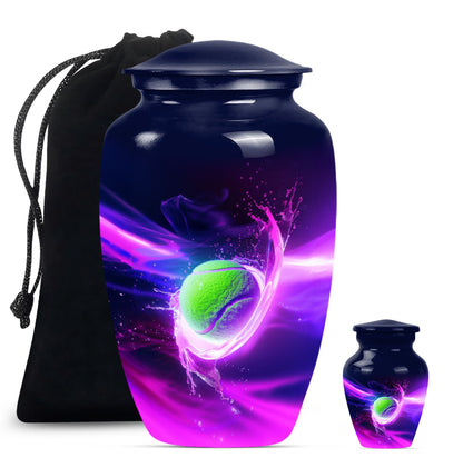 Green Personalized Tennis Cremation Urn for Human Ashes - 10-inch, 200 cu in - Yatskia
