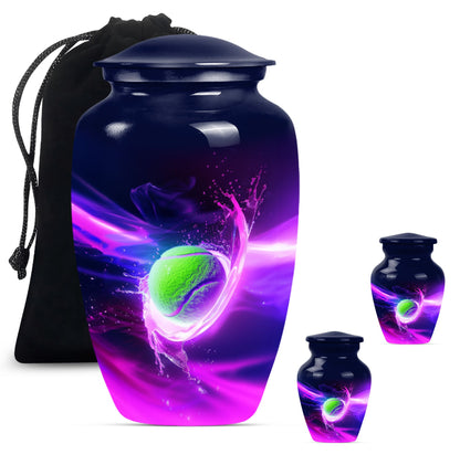 Green Personalized Tennis Cremation Urn for Human Ashes - 10-inch, 200 cu in - Yatskia