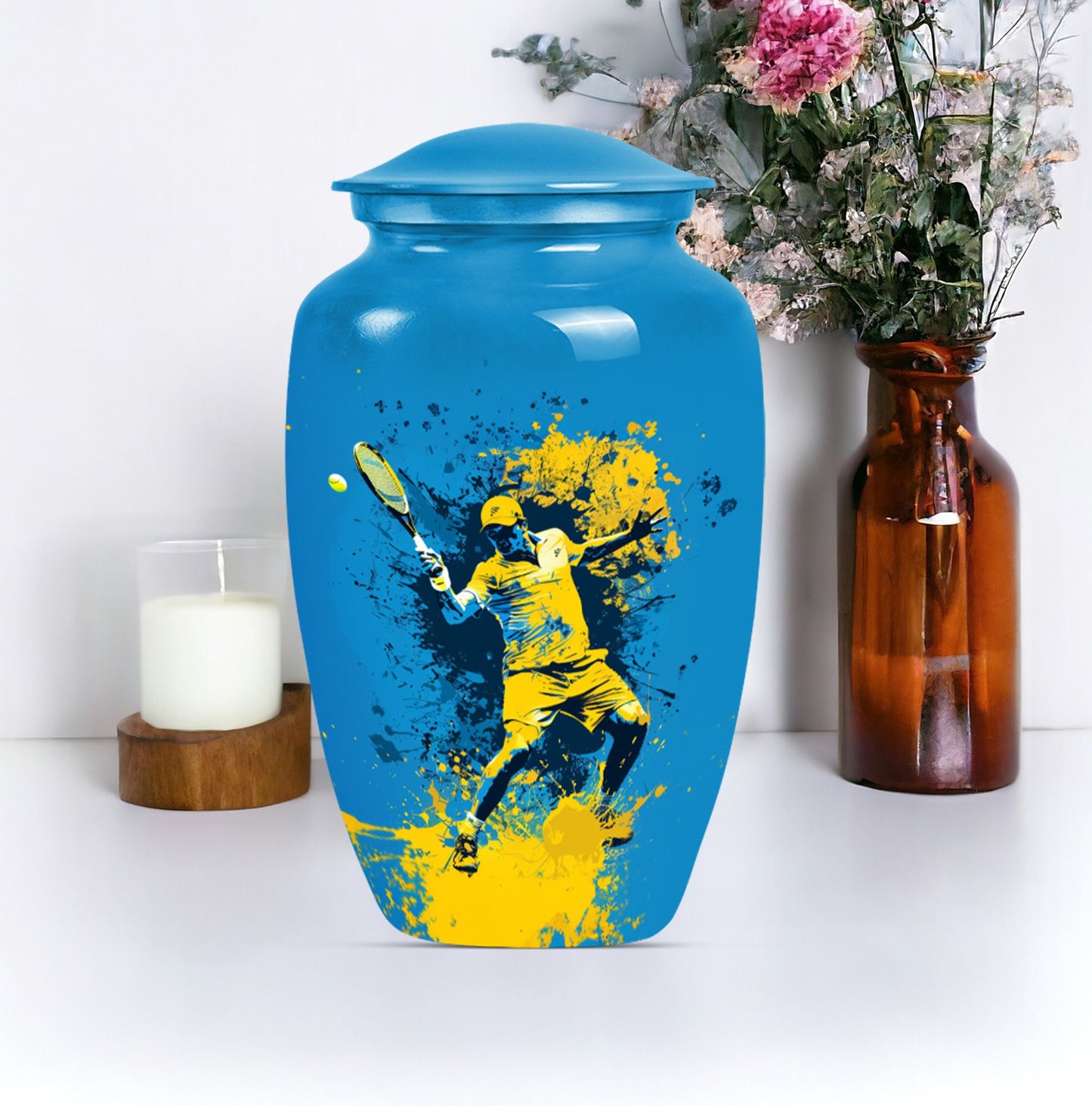  tennis urn in purple meadow 