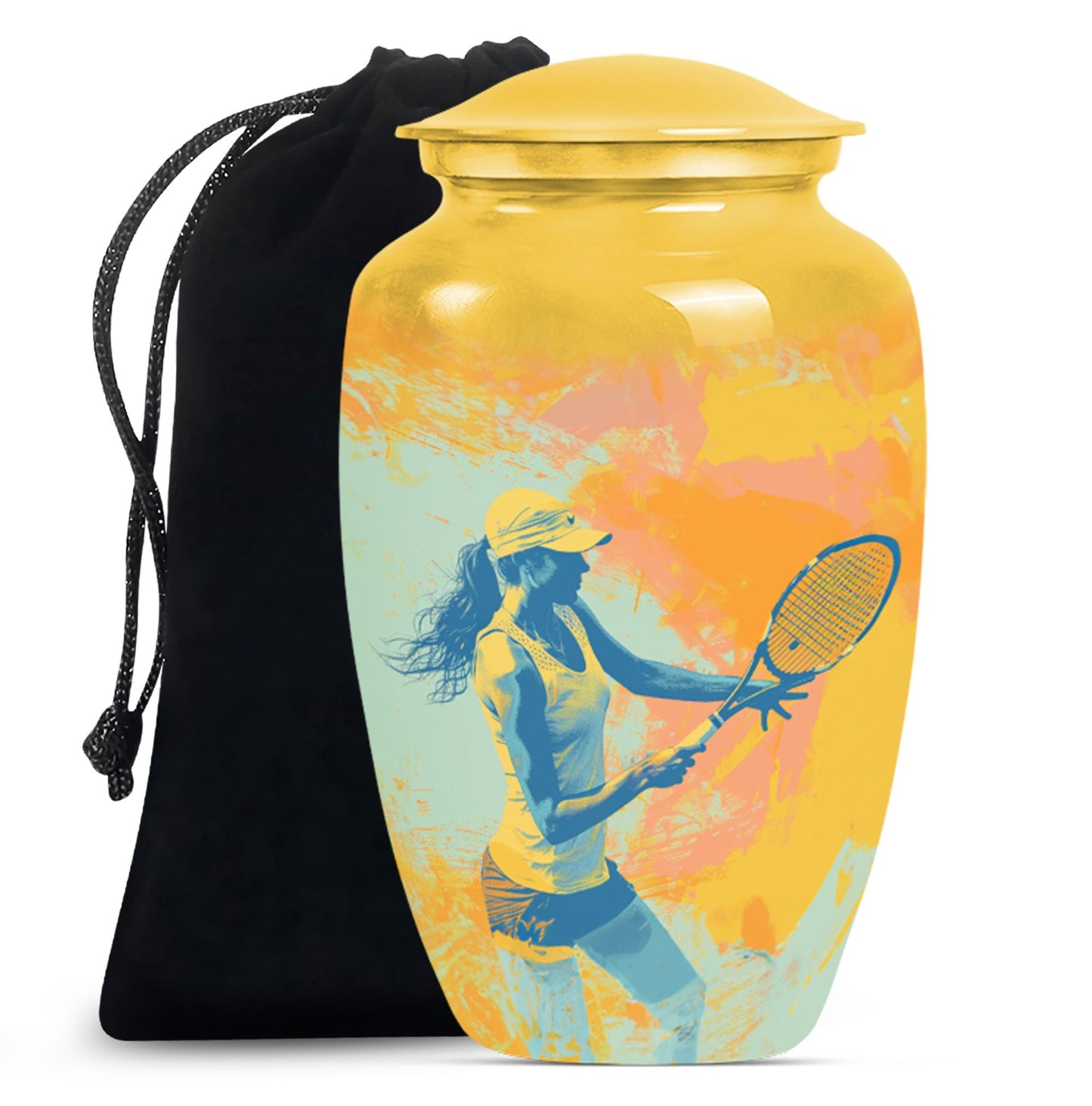 Classic 10-inch Tennis Urn, Purple Meadow theme.