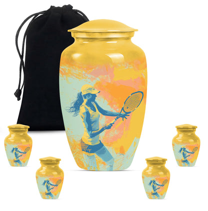 Classic 10-inch Tennis Urn, Purple Meadow theme.
