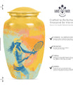 Classic 10-inch Tennis Urn, Purple Meadow theme.