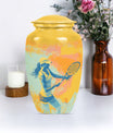 Classic 10-inch Tennis Urn, Purple Meadow theme.