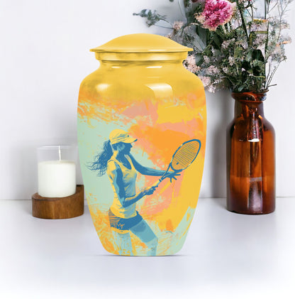 Classic 10-inch Tennis Urn, Purple Meadow theme.