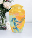 Classic 10-inch Tennis Urn, Purple Meadow theme.