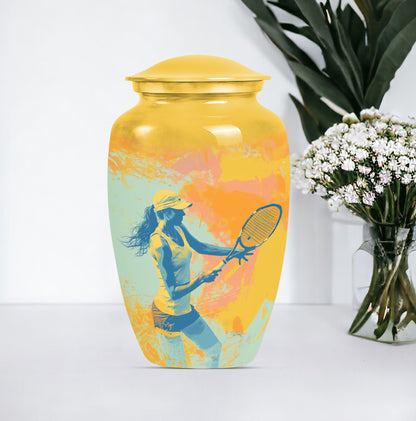 Classic 10-inch Tennis Urn, Purple Meadow theme.