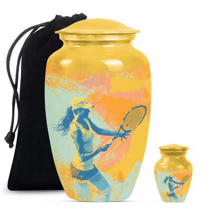 Classic 10-inch Tennis Urn, Purple Meadow theme.