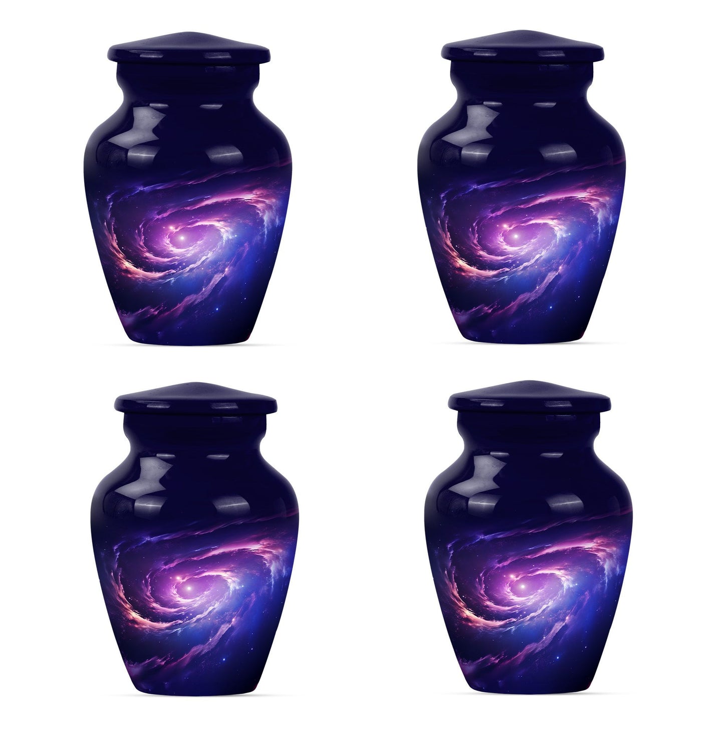 Large 10-inch glaaxy Urn in Purple Meadow theme.