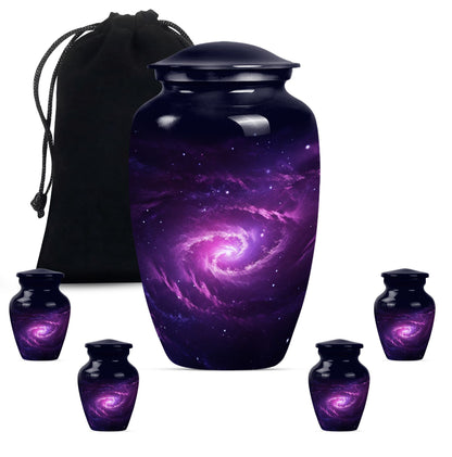 classic galaxy urn for adult male ashes with Purple meadow.