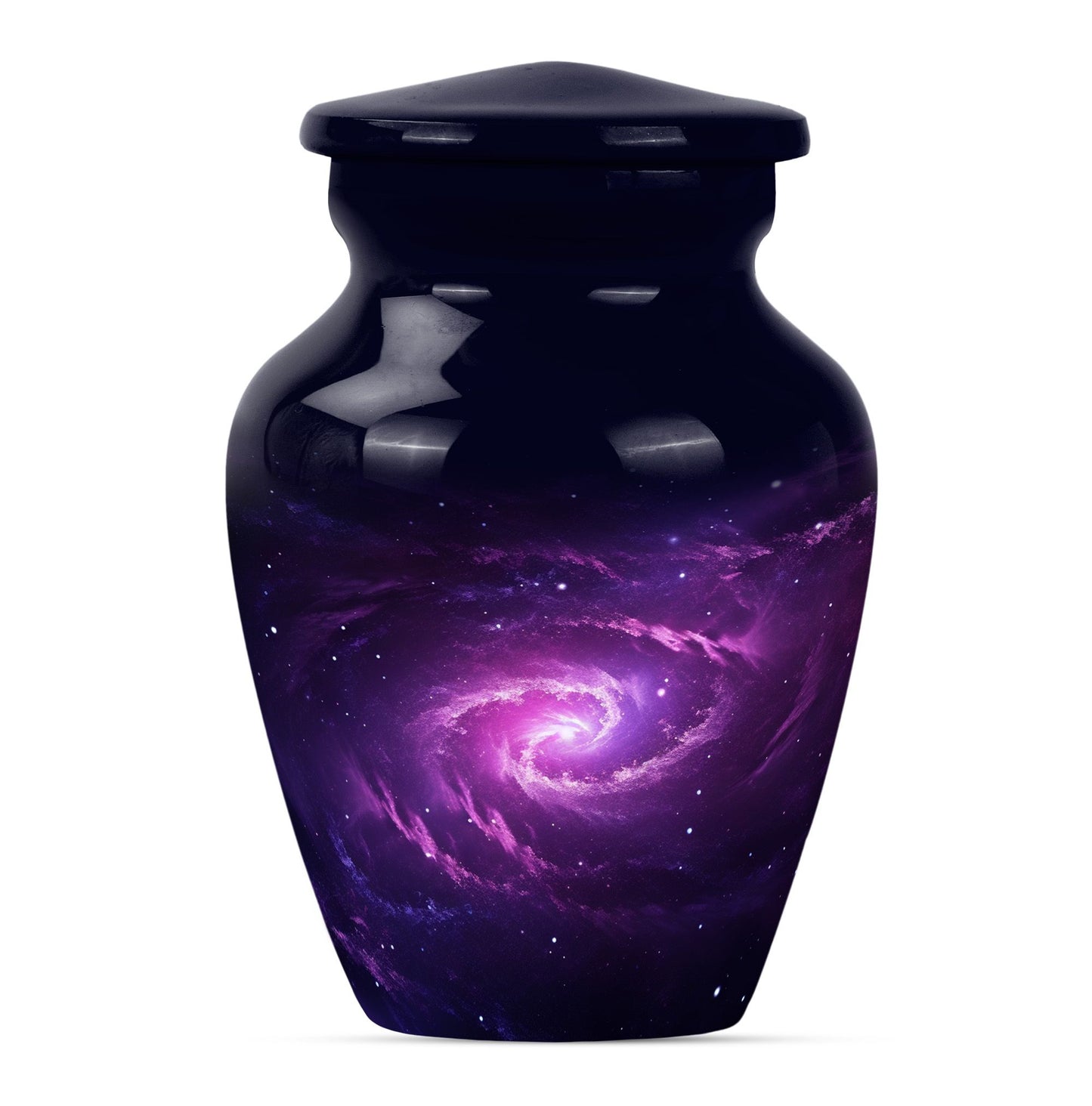 classic galaxy urn for adult male ashes with Purple meadow.