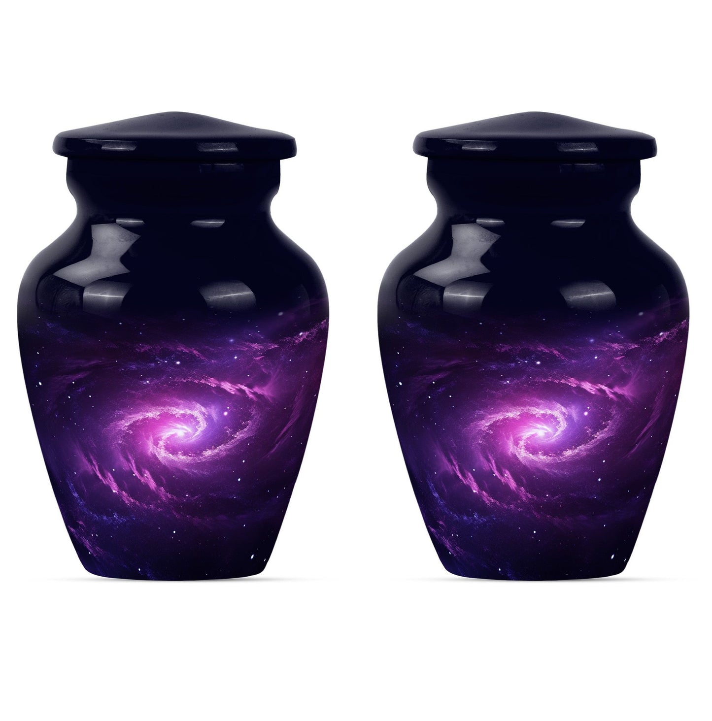 classic galaxy urn for adult male ashes with Purple meadow.