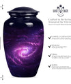 classic galaxy urn for adult male ashes with Purple meadow.