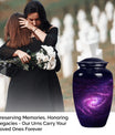 classic galaxy urn for adult male ashes with Purple meadow.