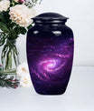classic galaxy urn for adult male ashes with Purple meadow.