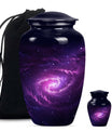 classic galaxy urn for adult male ashes with Purple meadow.
