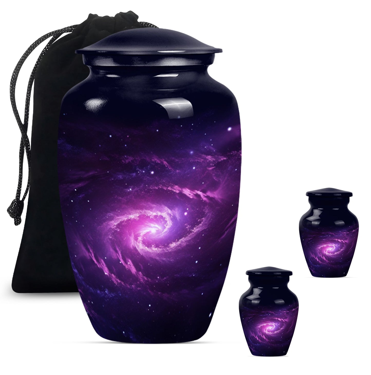classic galaxy urn for adult male ashes with Purple meadow.