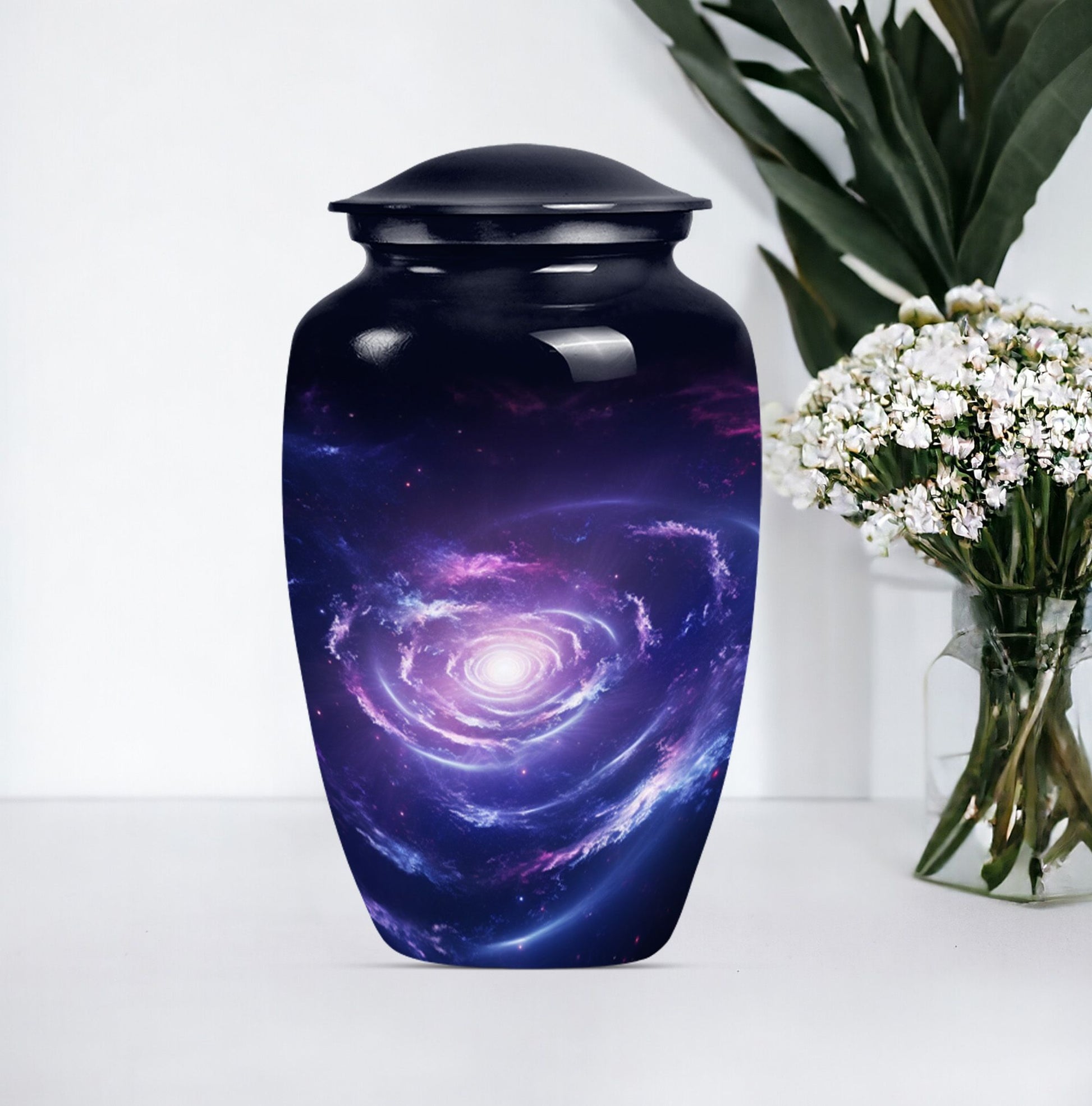 Urn for human ashes, Purple Meadow theme, 