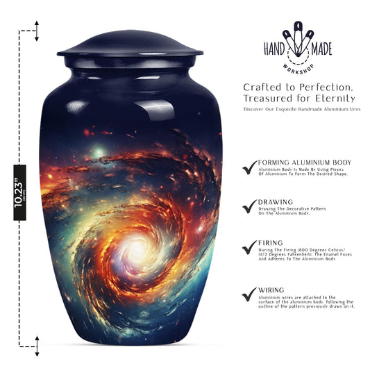 10-inch glaaxy Urn, classic shaped Aluminium memorial urn.