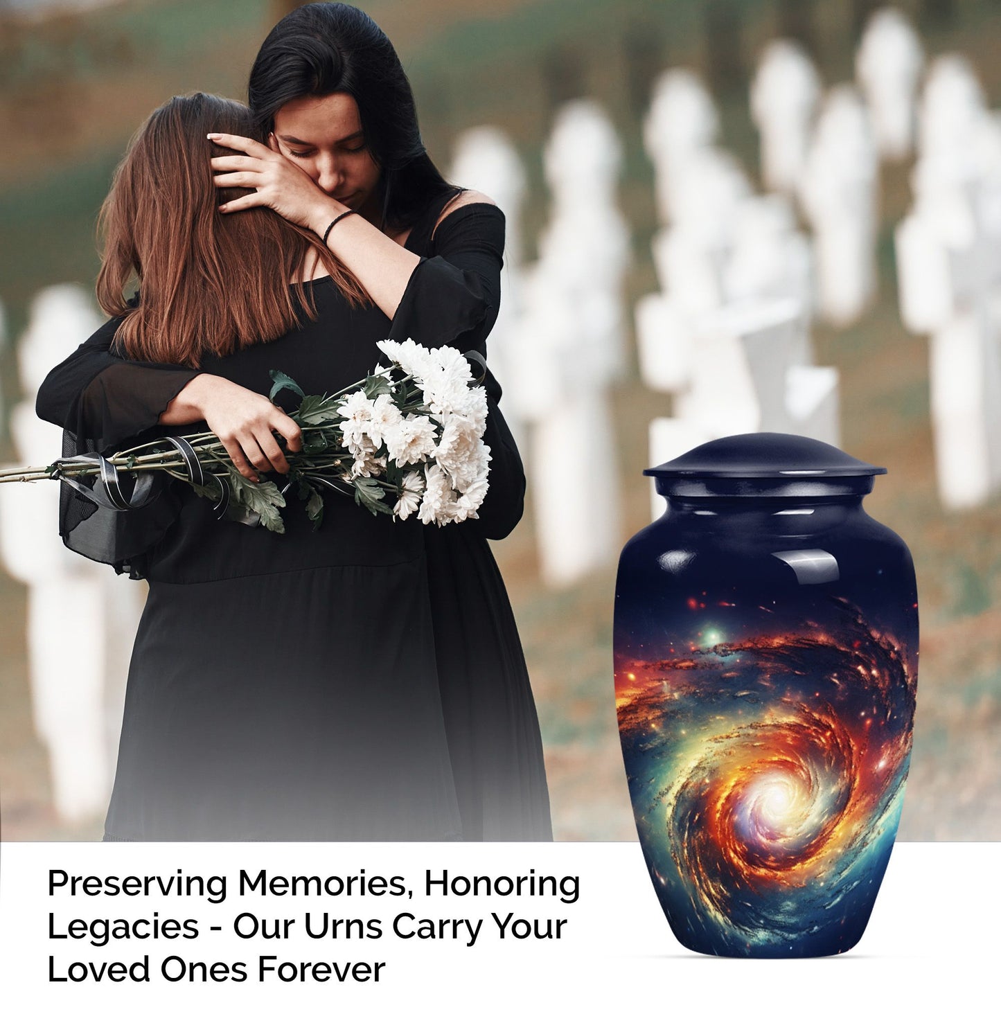 10-inch glaaxy Urn, classic shaped Aluminium memorial urn.