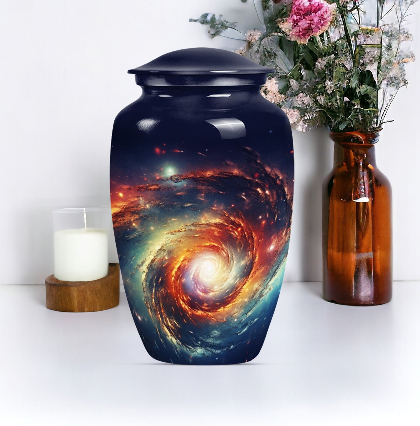 10-inch glaaxy Urn, classic shaped Aluminium memorial urn.