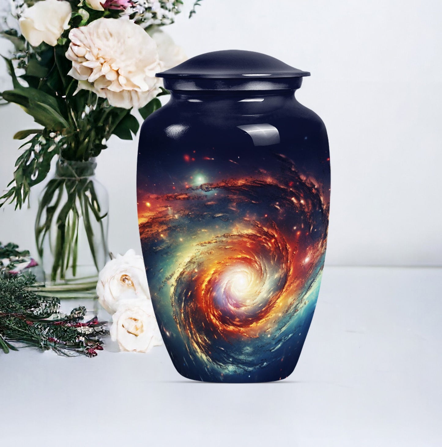 10-inch glaaxy Urn, classic shaped Aluminium memorial urn.