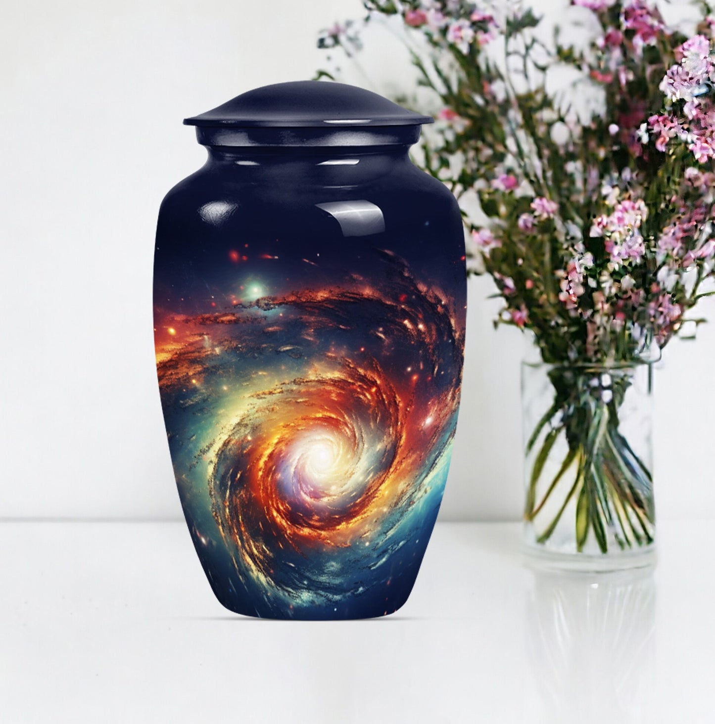 10-inch glaaxy Urn, classic shaped Aluminium memorial urn.
