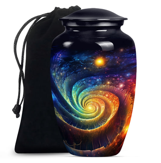 Classic Galaxy Urn for men ashes in Purple Meadow theme.