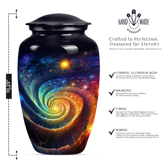 Classic Galaxy Urn for men ashes in Purple Meadow theme.