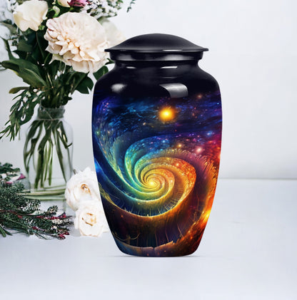 Classic Galaxy Urn for men ashes in Purple Meadow theme.