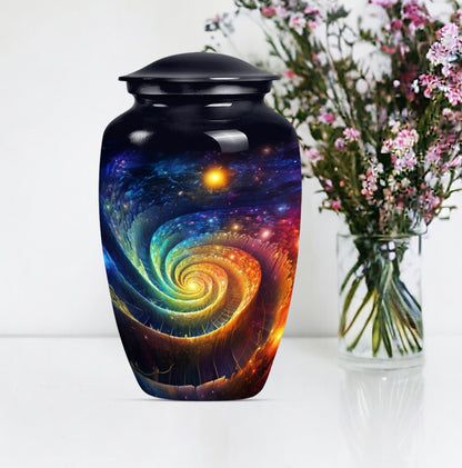Classic Galaxy Urn for men ashes in Purple Meadow theme.