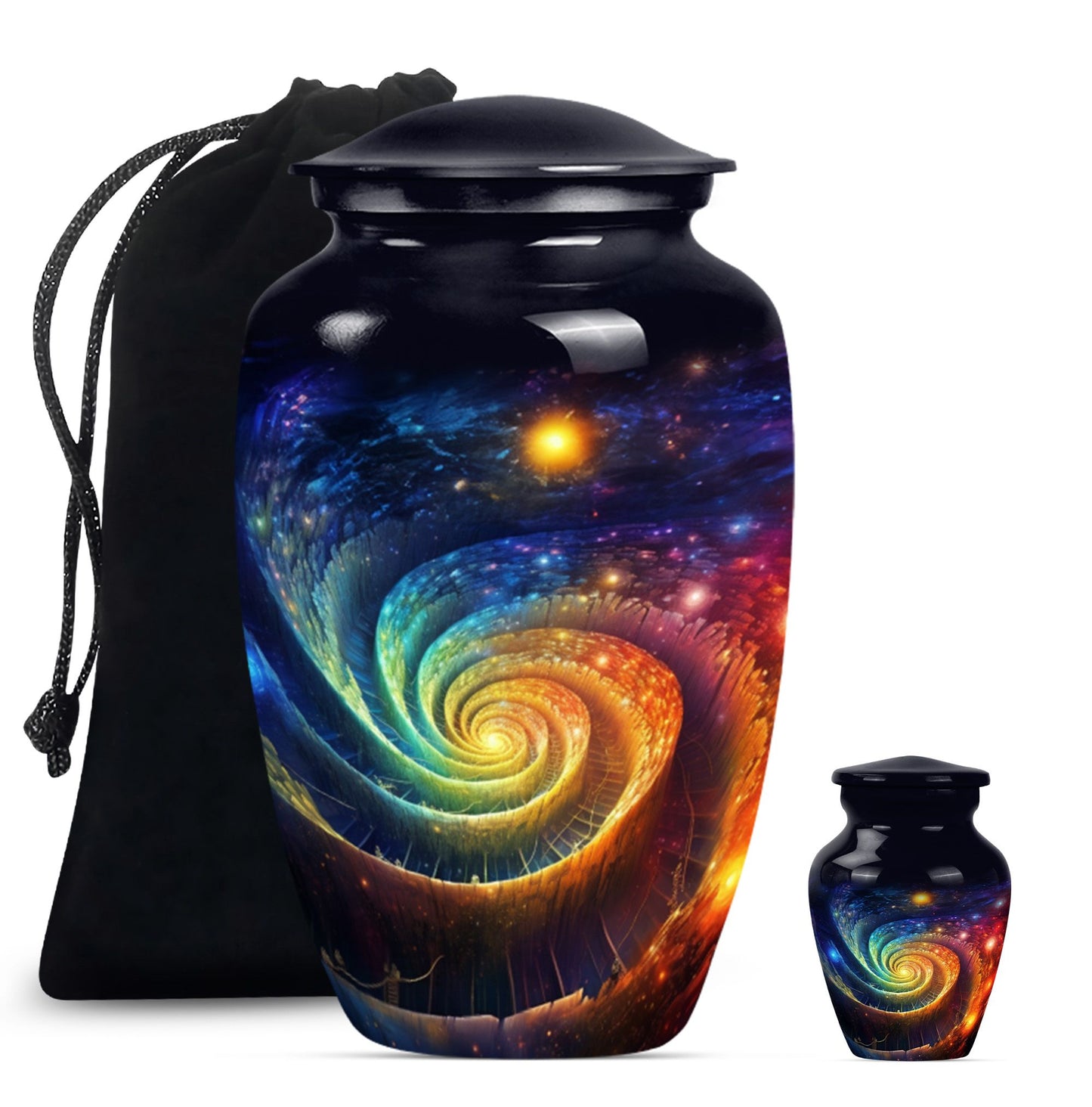 Classic Galaxy Urn for men ashes in Purple Meadow theme.