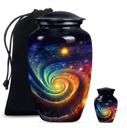 Classic Galaxy Urn for men ashes in Purple Meadow theme.