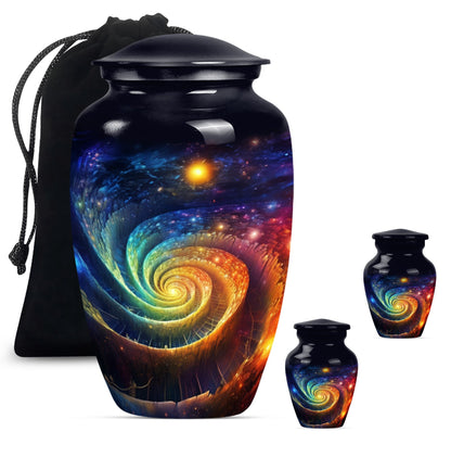 Classic Galaxy Urn for men ashes in Purple Meadow theme.