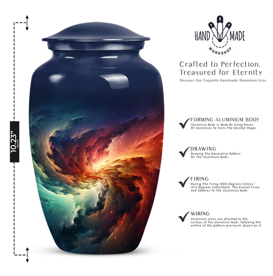 Classic 10-inch Glaaxy Urn with Purple Meadow Theme.