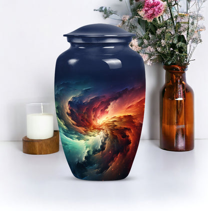 Classic 10-inch Glaaxy Urn with Purple Meadow Theme.