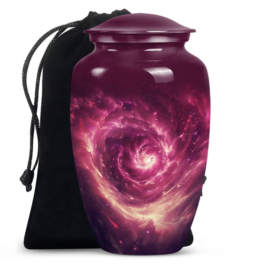  galaxy Urn for women's ashes in Purple Meadow theme, 