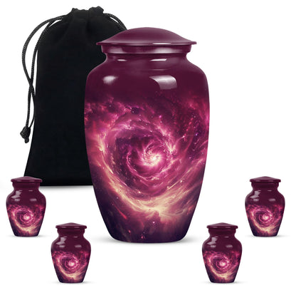  galaxy Urn for women's ashes in Purple Meadow theme, 